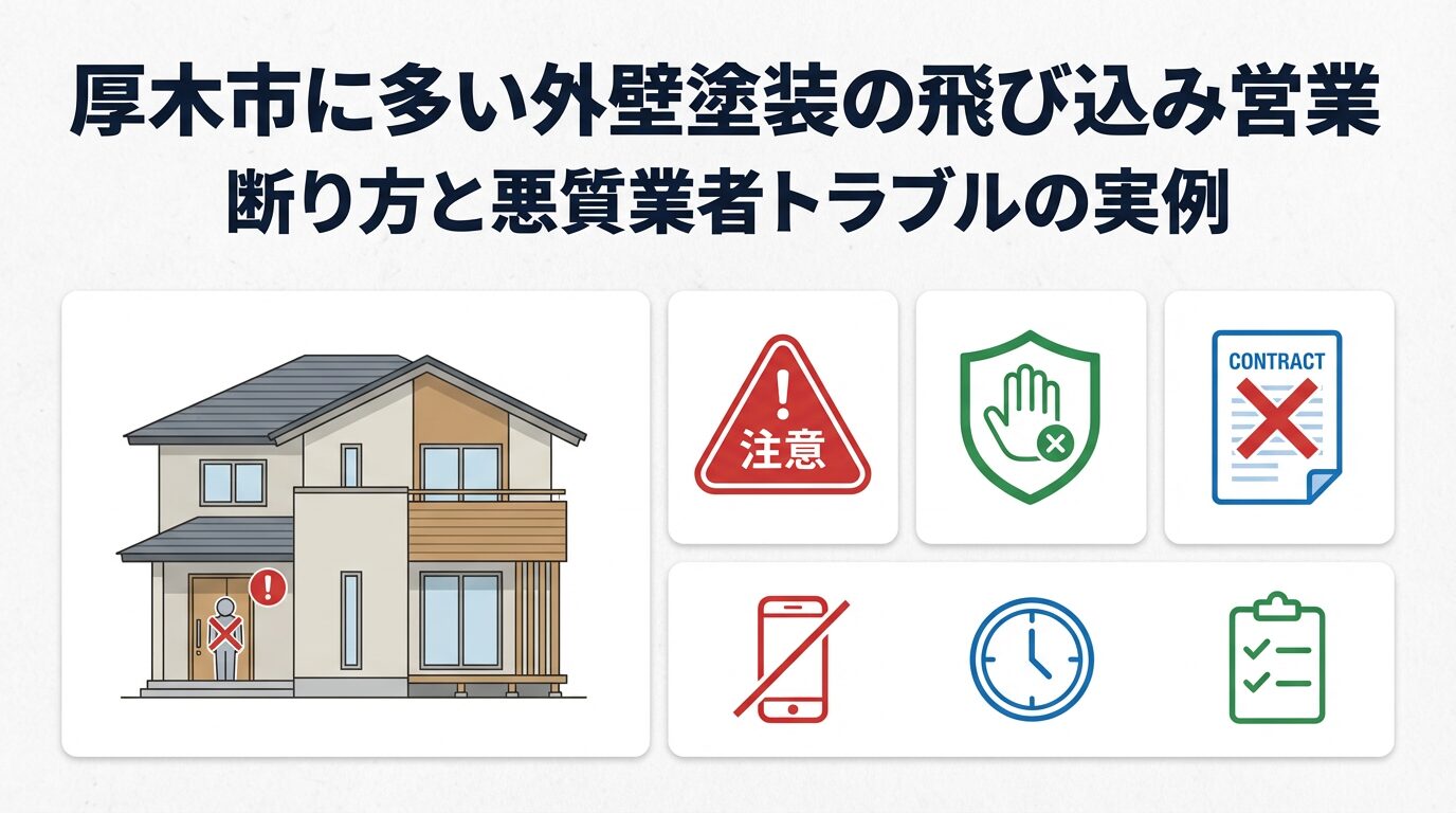 厚木市に多い外壁塗装の飛び込み営業｜断り方と悪質業者トラブルの実例